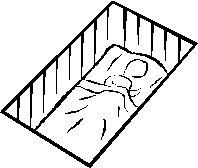 cartoon-style graphic of baby in a crib