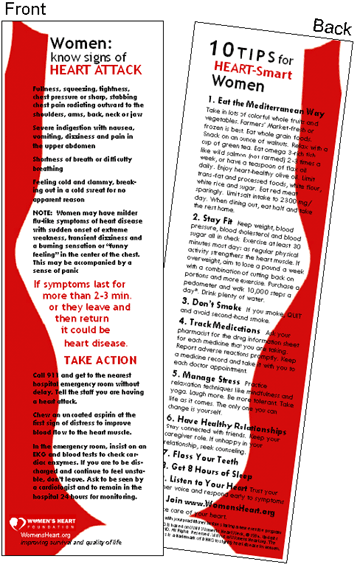 WHF Bookmark 10 TIPS for HEART-Smart Women